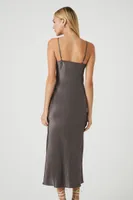 Women's Satin Maxi Slip Dress in Charcoal Small