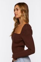 Women's Ribbed Tie-Back Fitted Sweater in Coffee Small