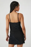 Women's Mesh Slip Mini Dress in Black, XL