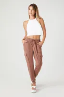 Women's Fleece Drawstring Cargo Joggers Large