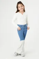 Girls Dip-Dye Flare Jeans (Kids) Medium Denim,