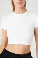 Women's Active Seamless Cropped Tee in White Large