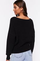 Women's Ribbed Drop-Sleeve Sweater in Black Small