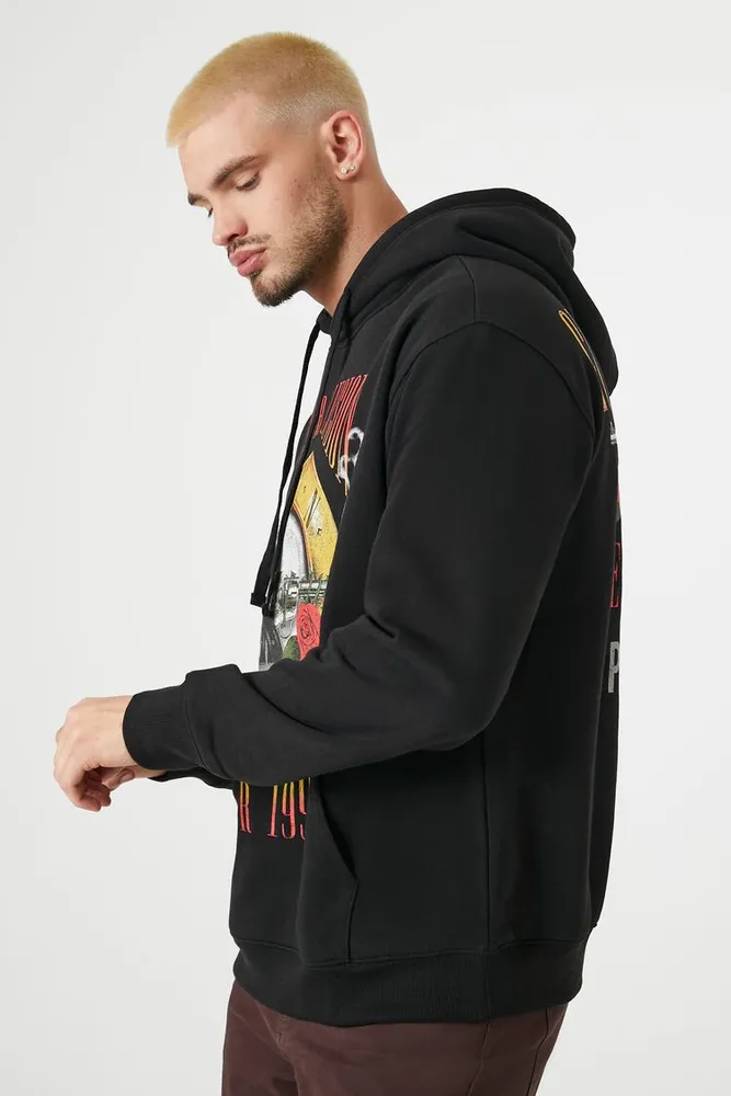 Men Guns N Roses Graphic Hoodie in Black Large