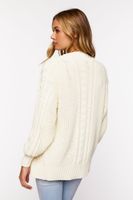 Women's Cable Knit Cardigan Sweater in Cream Small