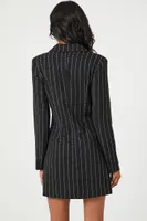 Women's Rhinestone Double-Breasted Blazer Dress in Black Medium