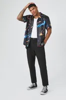 Men Satin Element Print Shirt