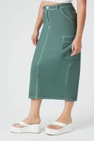 Women's Twill Cargo Midi Skirt in Cypress Small