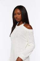 Women's Open-Shoulder Oversized Sweater in White Medium