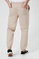 Men Twill Drawstring Joggers in Taupe Small