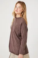 Women's Mineral Wash Long-Sleeve Top in Brown Small