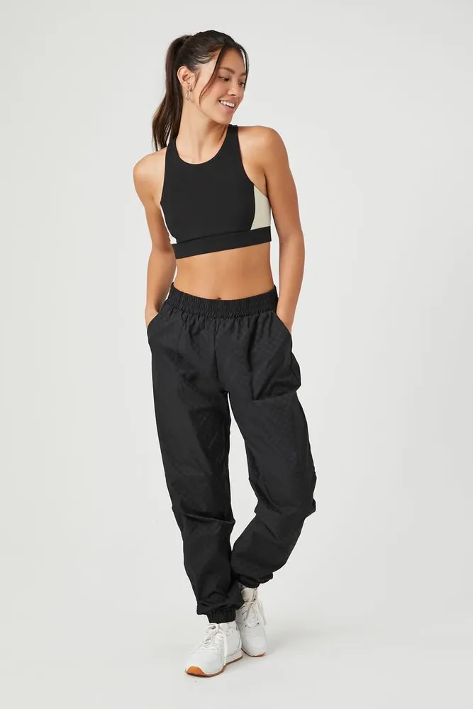 Women's Active Checkered Joggers in Black Large