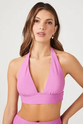 Women's Plunging Halter Bikini Top in Orchid Large