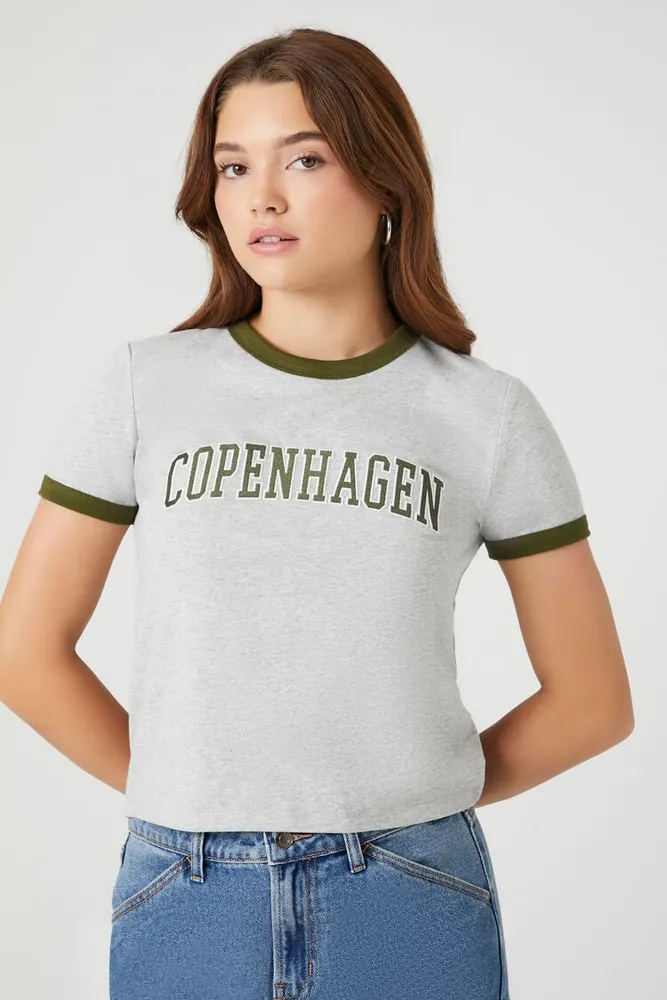 Women's Copenhagen Ringer T-Shirt in Heather Grey Small