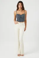 Women's Sweetheart Denim Cropped Cami in Medium Denim, XL