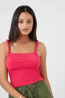 Women's Braided Cropped Cami in Pink, XL