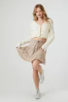 Women's Peasant Mini Skirt in Taupe Large