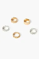 Women's Chain Cutout Ring Set in Gold/Silver, 6