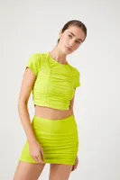 Women's Active Ruched Mini Skirt in Acid Green Small