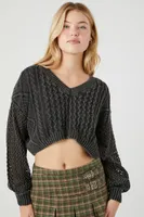 Women's Cropped Cable Knit Sweater in