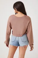 Women's Relaxed Drop-Sleeve Crop Top in Chocolate Large