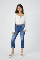 Women's Bell-Sleeve Crop Top White