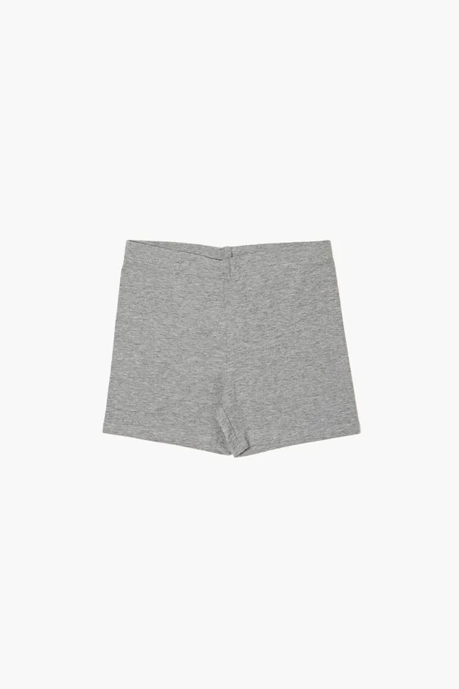 Girls Organically Grown Cotton Biker Shorts (Kids) in Heather Grey, 9/10