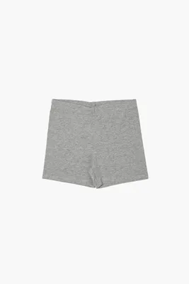 Girls Organically Grown Cotton Biker Shorts (Kids) in Heather Grey, 11/12