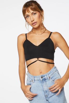 Women's Cutout Sweater-Knit Cropped Cami Black