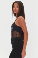 Women's Make Boys Cry Graphic Mesh Bodysuit in Black Small