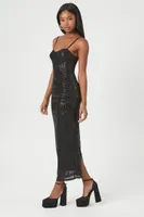 Women's Sequin Sweetheart Maxi Dress in Black Small