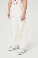 Girls Straight Cargo Jeans (Kids) Cream,