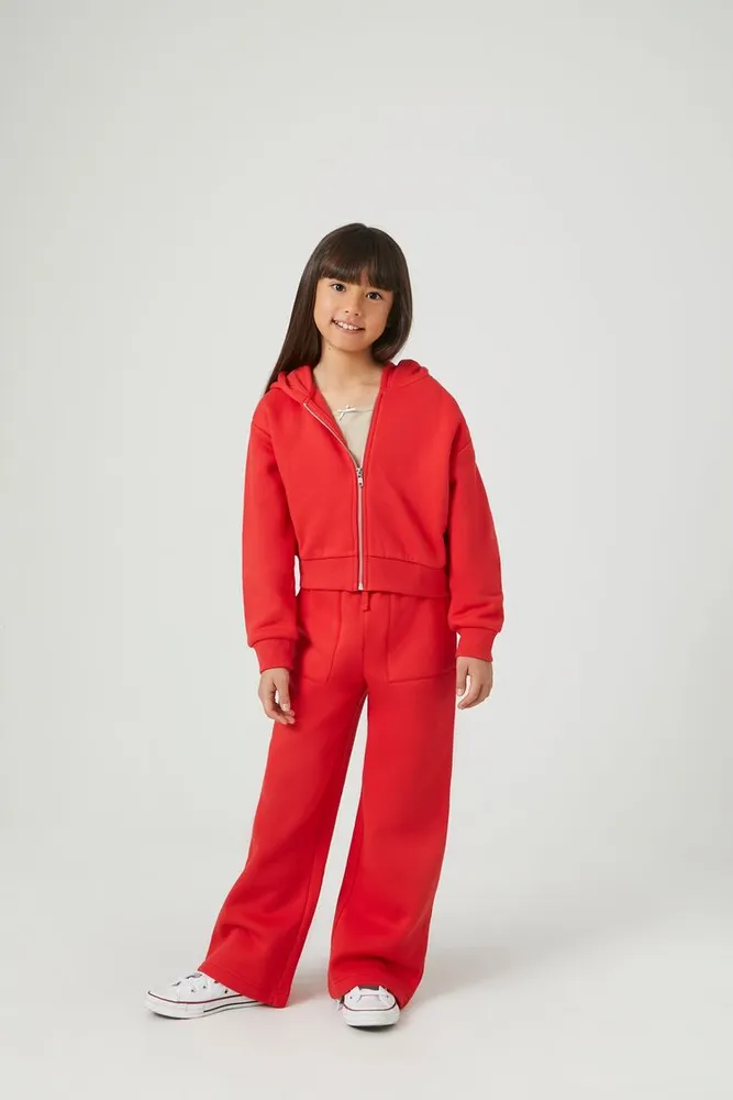 Forever 21 Girls Fleece Straight-Leg Pants (Kids) in Red, 9/10