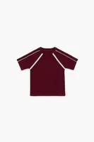 Girls Striped-Trim T-Shirt (Kids) in Merlot/White, 9/10