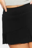 Women's Ponte Pleated Mini Skirt in Black, XS