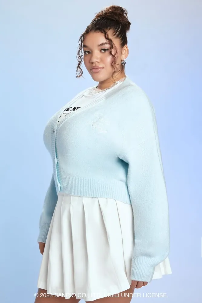 Women's Hello Kitty Cardigan Sweater in Baby Blue, 4X
