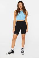 Women's Lace-Trim Biker Shorts in Black Small