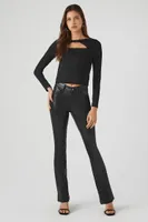 Women's Twisted Cutout Crop Top Black,