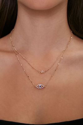 Women's Eye Pendant Layered Necklace in Gold