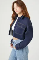 Women's Cropped Denim Shirt Dark