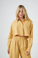 Women's Cropped Stripe Shirt in Goldenrod Medium