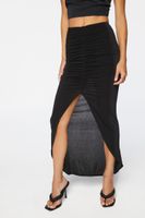 Women's Ruched High-Low Skirt in Black Small