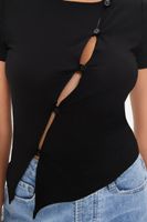 Women's Cutout Button-Loop T-Shirt