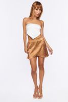 Women's Abstract Print Tulip-Hem Mini Skirt in Brown Medium