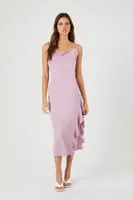 Women's Asymmetrical Cowl Midi Dress in Sugarplum Large