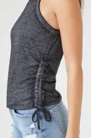 Women's Ruched Drawstring Tank Top in Black Small