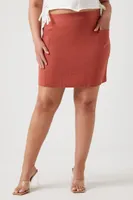 Women's Straight Mini Skirt Brown,