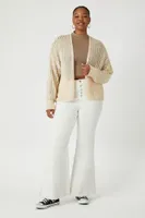 Women's Open-Front Cardigan Sweater in Vanilla, 2X