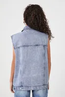 Women's Button-Front Denim Vest in Medium Denim