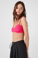 Women's Notched Rib-Knit Bralette in Miami Pink Medium